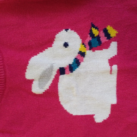 old navy winter bunny cotton knit crewneck sweater 12-18 months baby girl - Picture 2 of 7